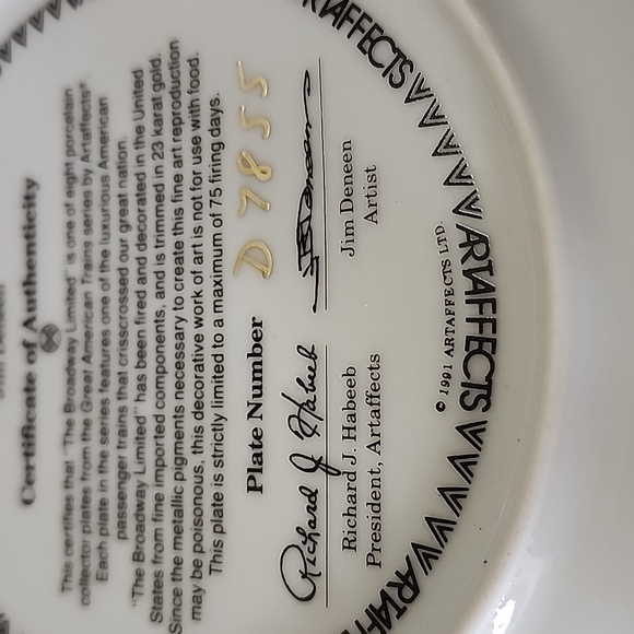 1991 ARTAFFECTS COLLECTOR PLATE  TRAIN - Picture 9 of 10